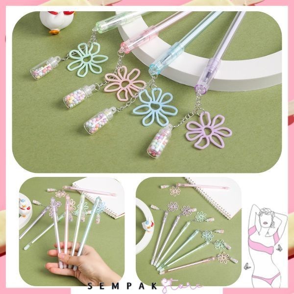 

SS Pulpen Lucu Aesthetic Pena Gantungan Botol Bunga Fancy Pen Pena Gel Bolpen Unik warna pastel cute Bola Salju Warna Warni Alat Tulis Kantor