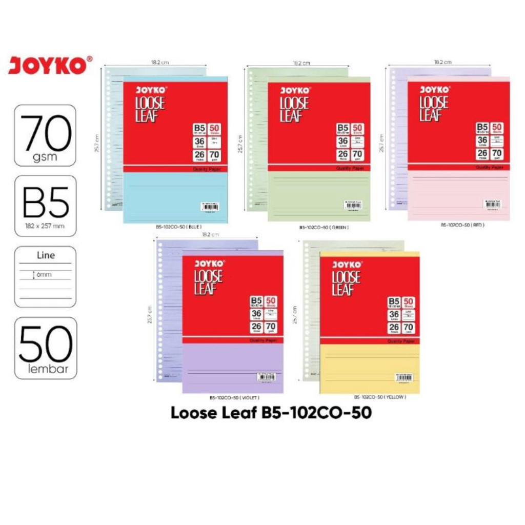 

JOYKO LOOSE LEAF Isi file binder besar B5 50lbr - HIJAU