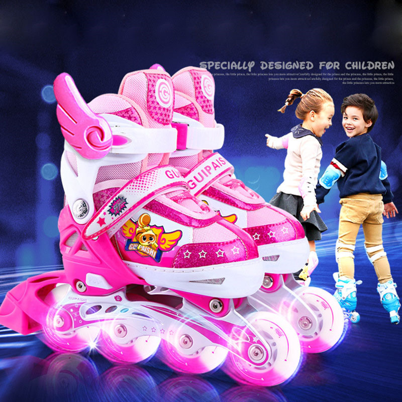 Bstfamly Children Flashing Roller Skate Shoes Inline Daily Street Brush Skating Patines En Linea Adj