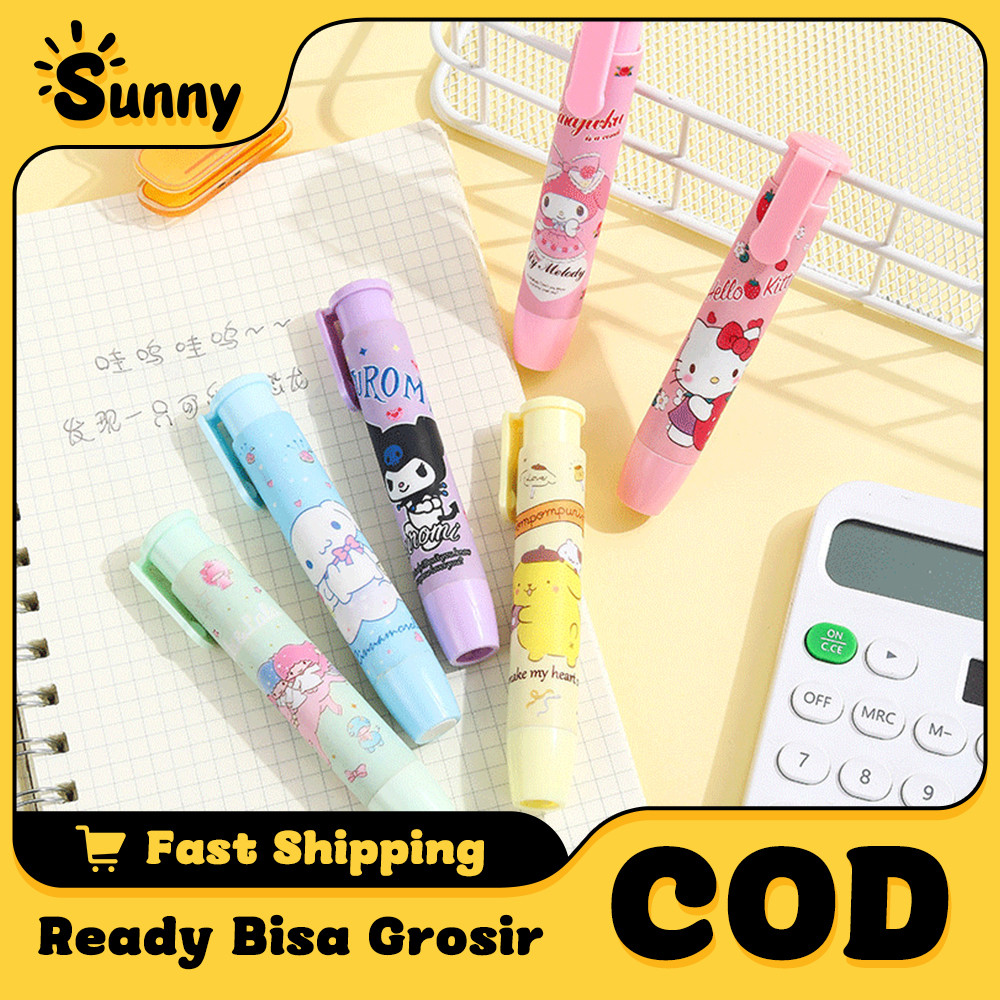 

Penghapus Cetek Sanrio Pulpen Press Warna-Warni Lucu Kartun Anak Sekolah Penghapus Pena