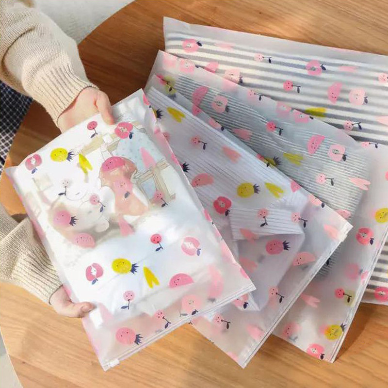 

Waterproof Ziploc Bags Travel Clothes Storage Zipper Bags Frosted Transparent Self-sealing Bag Underwear Socks Storage Household
