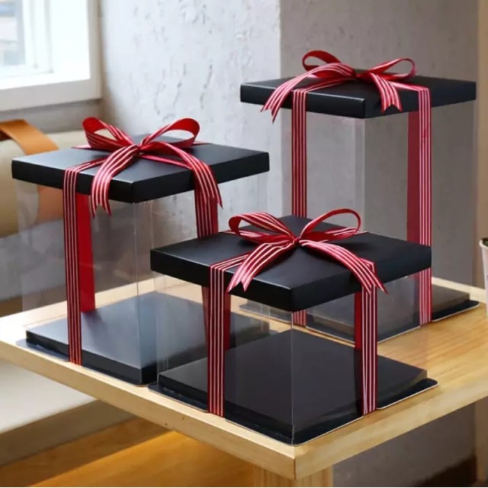 

Cake Box Mika Dus Kue Kotak Kue Transparant 30x30cm PET Food Grade - Hitam, 30 x 30 x 18 cm