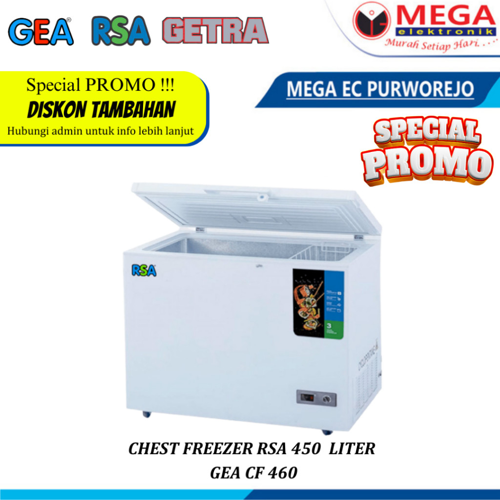 CHEST FREEZER RSA CF 460 KAPASITAS 420 LITER KOTAK PEMBEKU DAGING BESAR