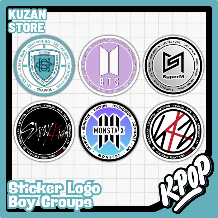 Sticker Logo KPOP Boy Groups / Stiker Logo KPOP (SHINEE, BTS, SUPERM, STRAY KIDS, MONSTA X, THE BOYZ