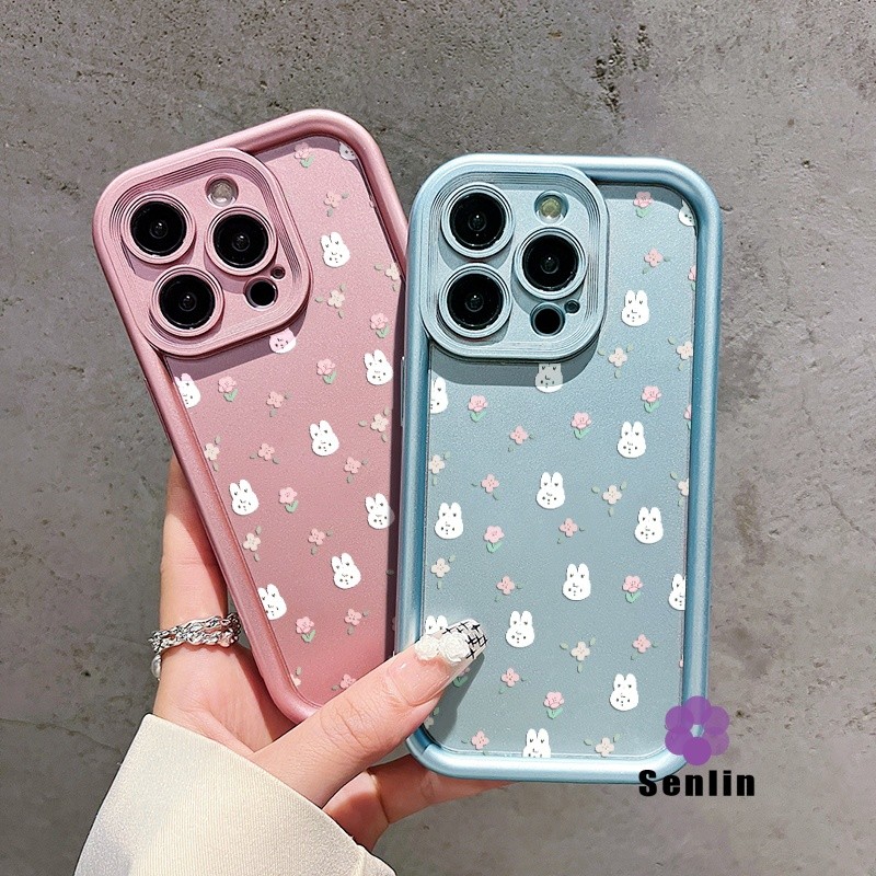 Bunga kelinci lucu Soft Case Hp IPhone 11 IP 13 Casing 15 Pro Max Plus 14 Cewek IPhone11 Ip11 12 7 8