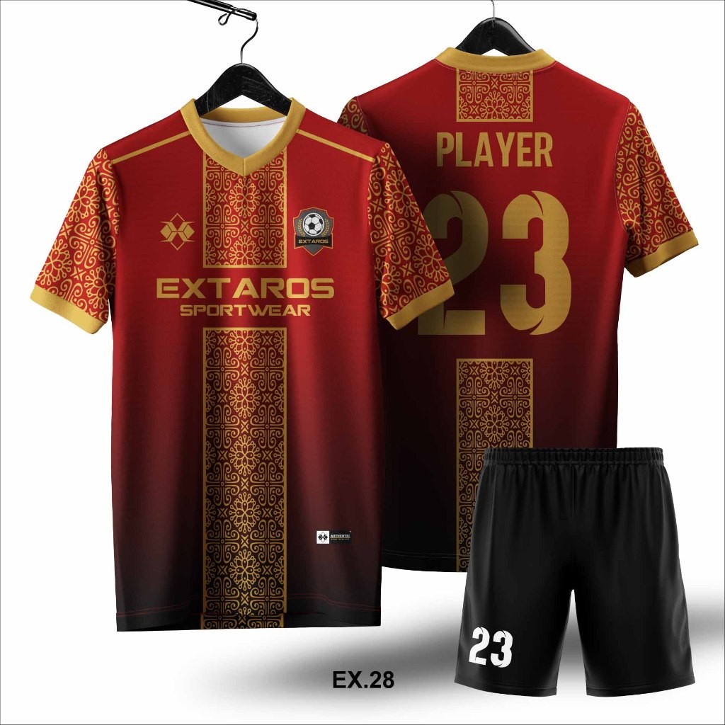 JERSEY DAN BAJU FUTSAL CUSTOM FULL PRINTING - EXTAROS APPAREL BATIK STYLE KODE 28