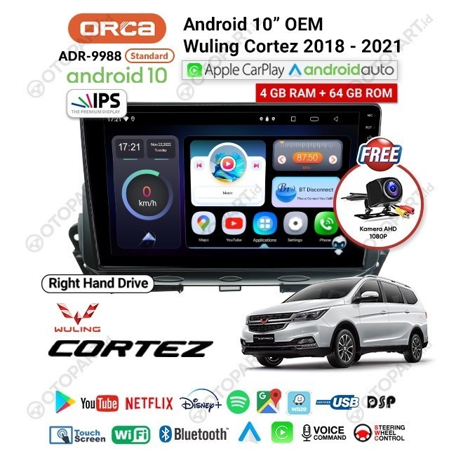 Head Unit Android 10″ Wuling Cortez 2018-2021 ORCA