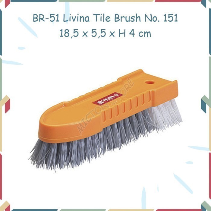 BUNTON Lion Star Sikat Plastik Serbaguna Livina Tile Brush BR-51 Oren LionStar Plastik Berkualitas M