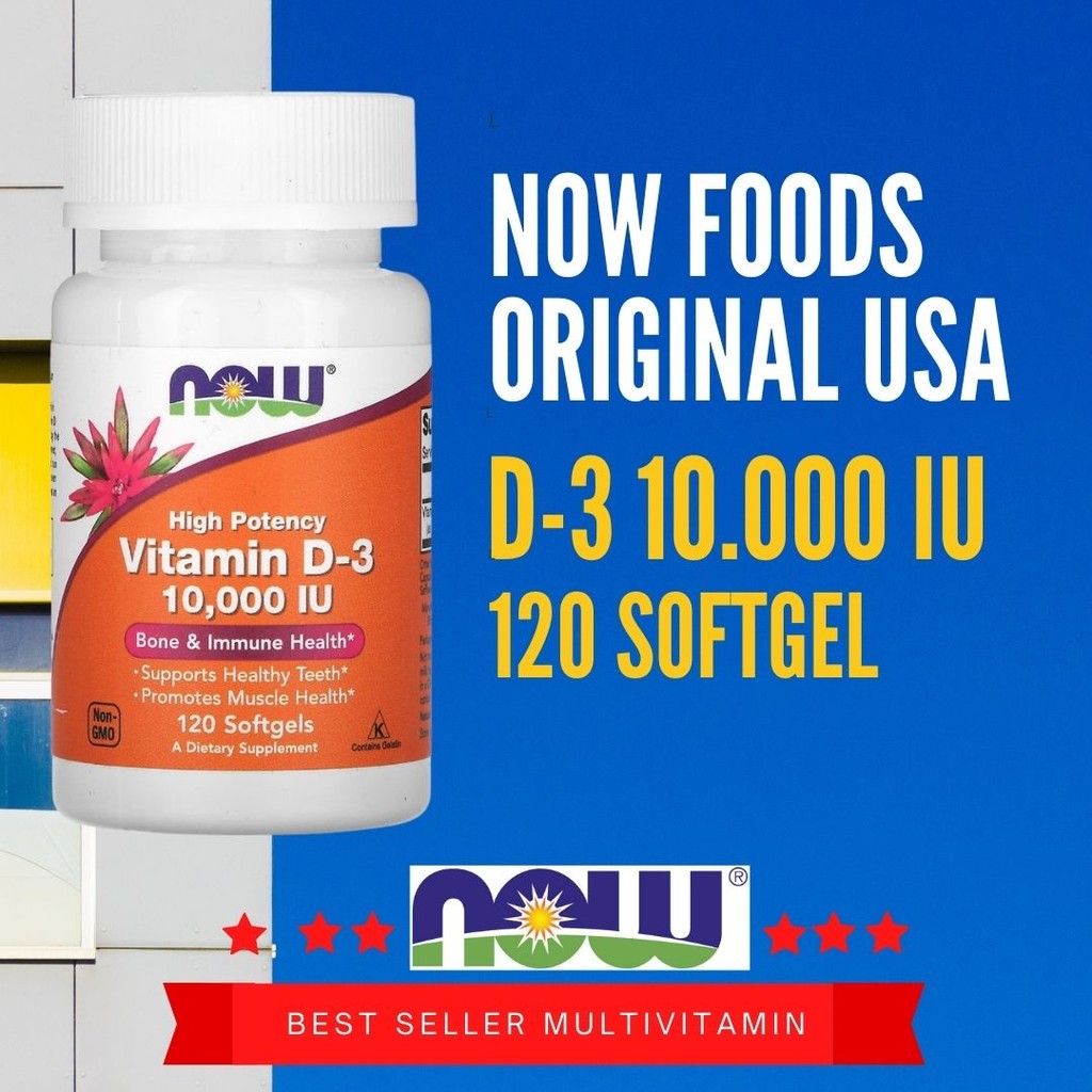 ORI Now Foods Vitamin D3 10000 IU D-3 High Potency 120 Softgels Now D3 10.000iu