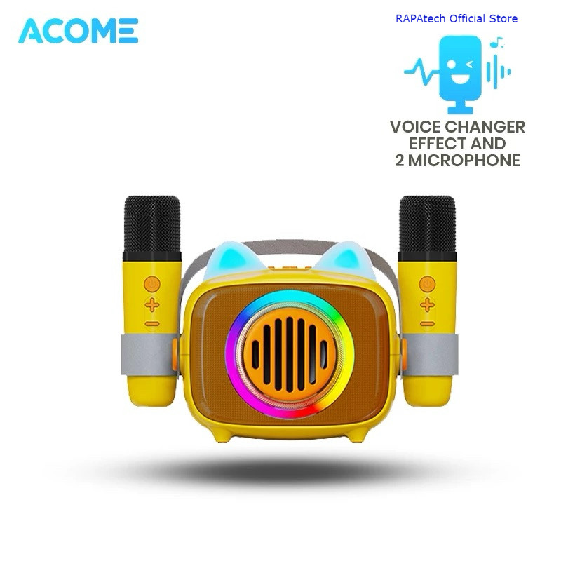 Acome A18 Karoke Bluetooth Speaker RGB Light dengan Dua MIC Portabel Original