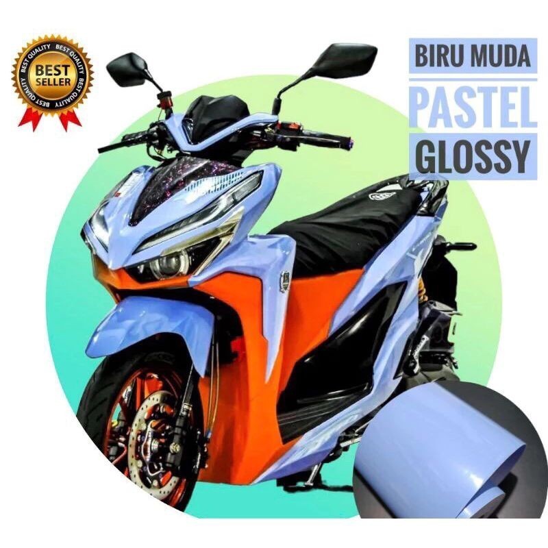 Stiker Skotlet Biru Pastel Sticker Motor Biru Muda Pastel Kualitas Premium skotlet biru langit kekin