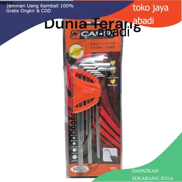 

Kunci L Set Hex Hex CAMEL 9 Pcs Panjang Segi 6 Segi Enam -
