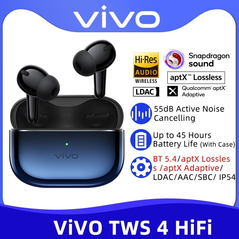 TWS 4 HiFi True Wireless Earphone 55dB Active Noise Cancelling LDAC TWS Earphone Bluetooth 5.4 aptX 