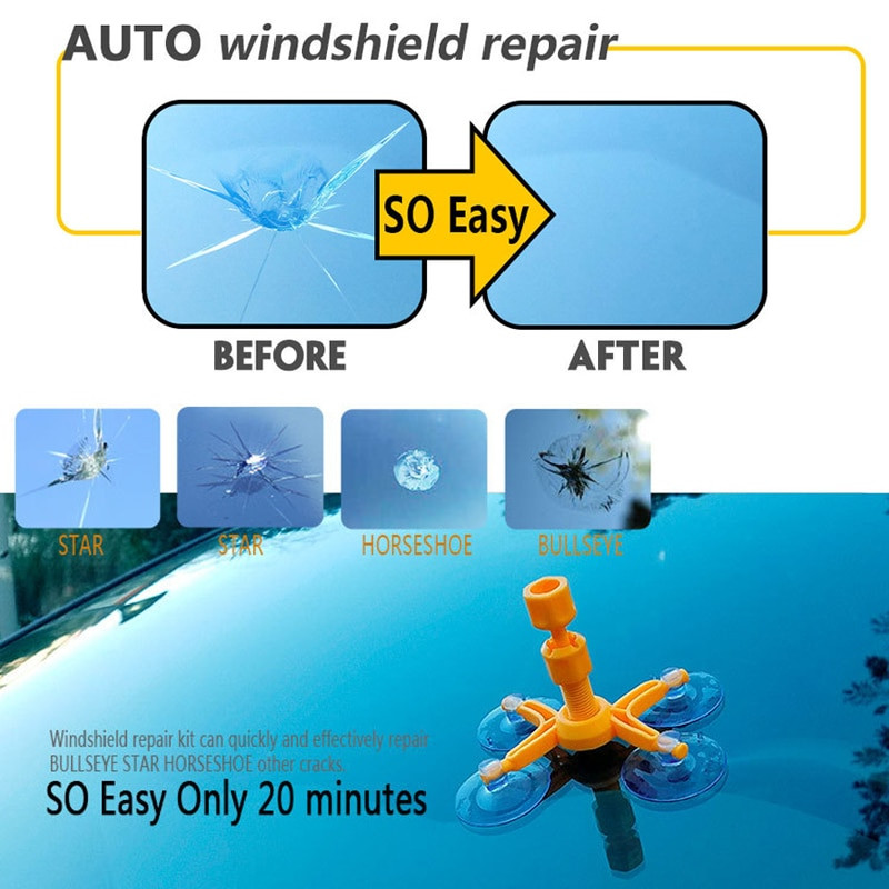 Windshield Repair Kit Wax Reparasi Penghilang Retak Gores Kaca Mobil