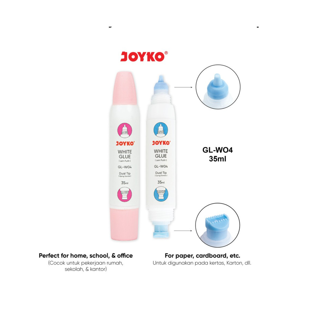 

LEM CAIR JOYKO GL-W04 / Liquid Glue Lem Putih Karton Kayu Kertas Joyko Dual Tip GL-W04 35ml