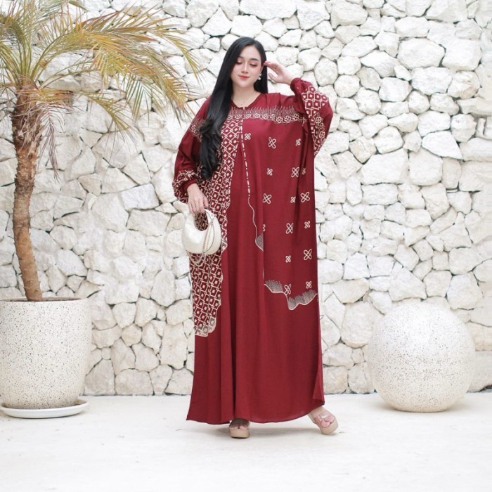 ✨LARIS✨ -Kaftan Wanita Jumbo Gamis Panjang Longdress Kaftan Baju Muslimah - Army