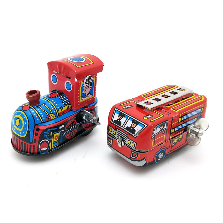 Fire Engine Locomotive Tin Toy Children Vintage Tin Toy Retro Steam Train Reminiscence  Clockwork To