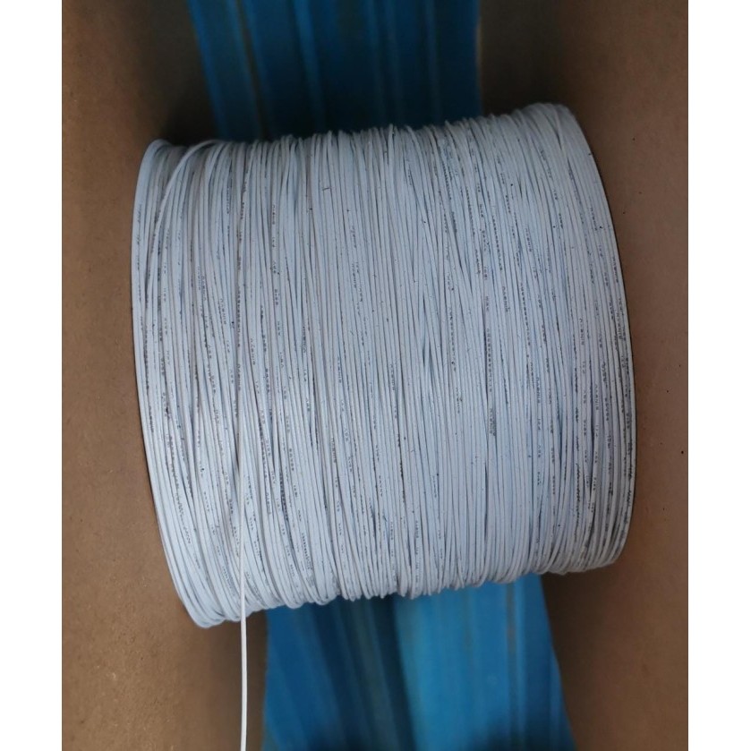 DC99 1meter Kabel kecil serabut 30AWG 10helai tembaga putih tined 0.6mm - Putih