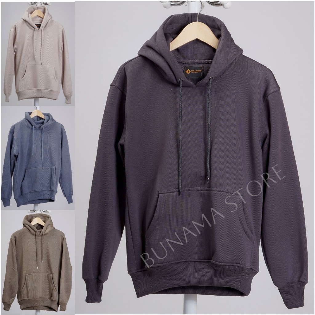 HOODIE JUMPER POLOS FULLMOON BAHAN FLEECE TEBAL UNISEX CEWEK COWOK