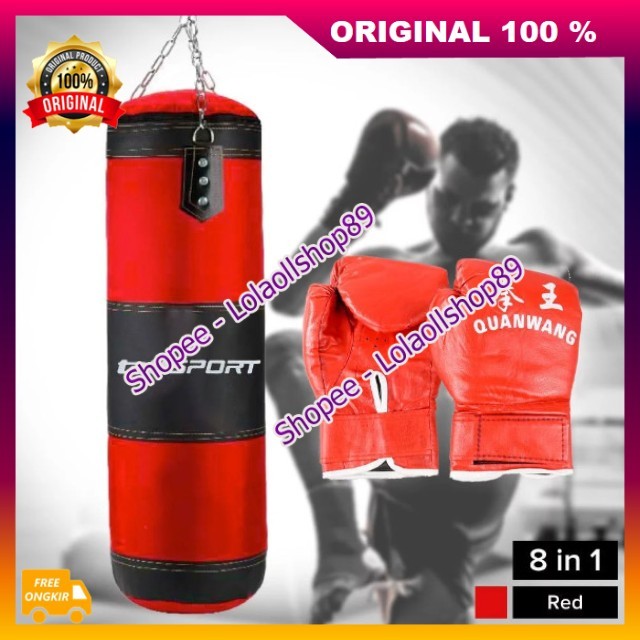 Samsak Tinju Gantung Olahraga Bela Diri Boxing Sandbag 100cm Sarung Samsak Tinju MMA 100% ASLI ORIGI