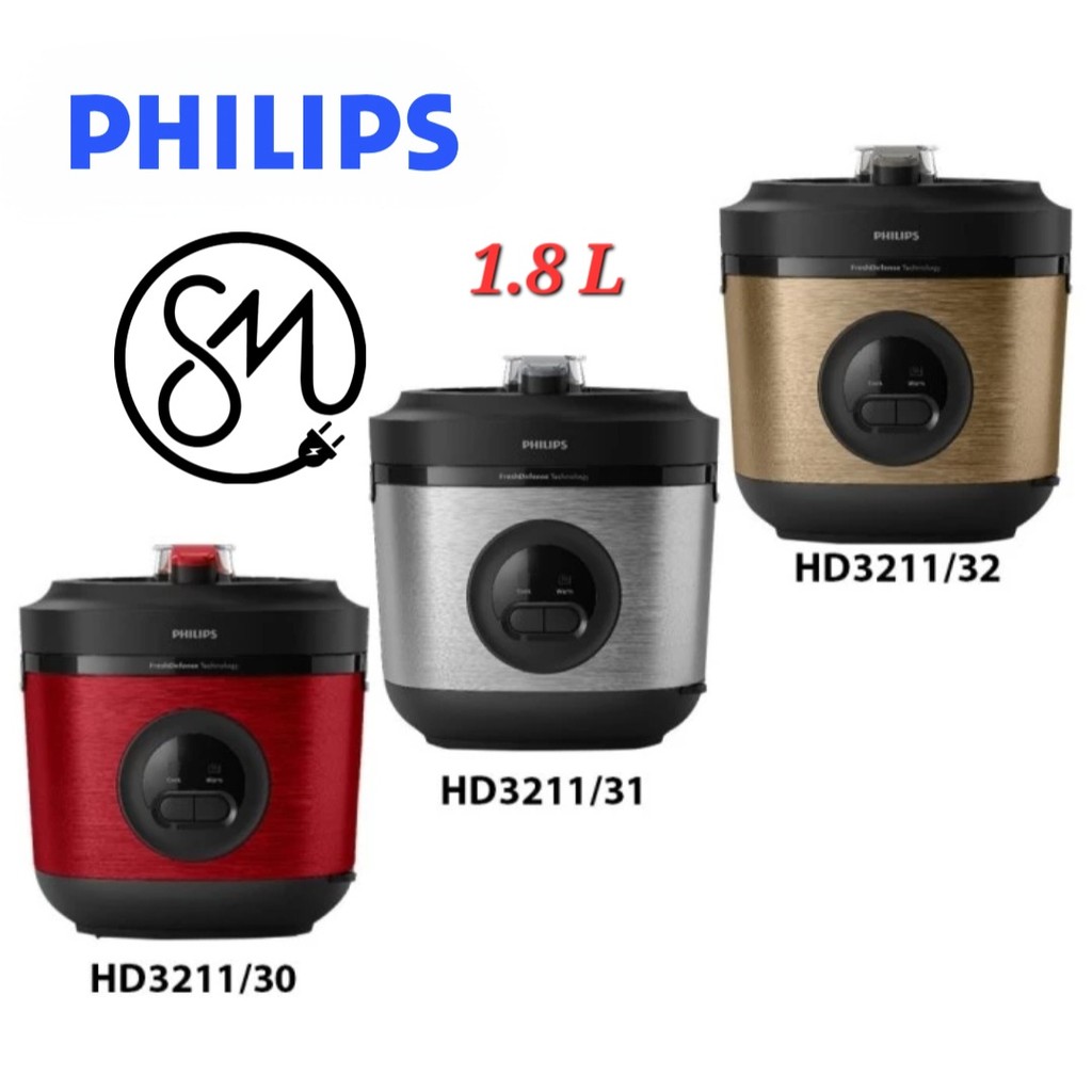 Rice Cooker Philips HD-3211 Magic com 1.8 Liter HD3211 Stainless Steel Bakuhanseki