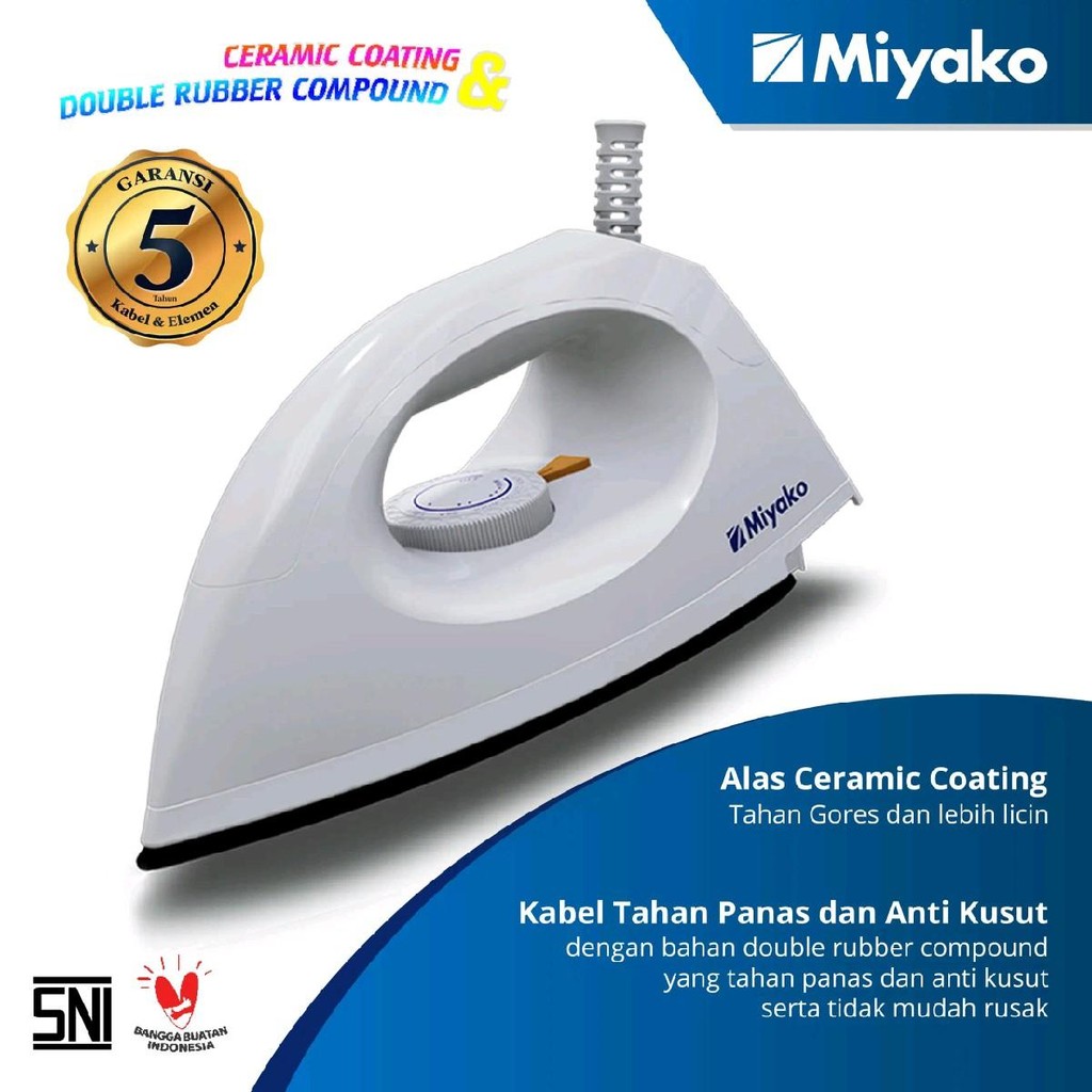 El 1009 M Setrika Miyako Setrika Electric Dry Iron El 1009 M Setrika Miyako El1009M Warna Random