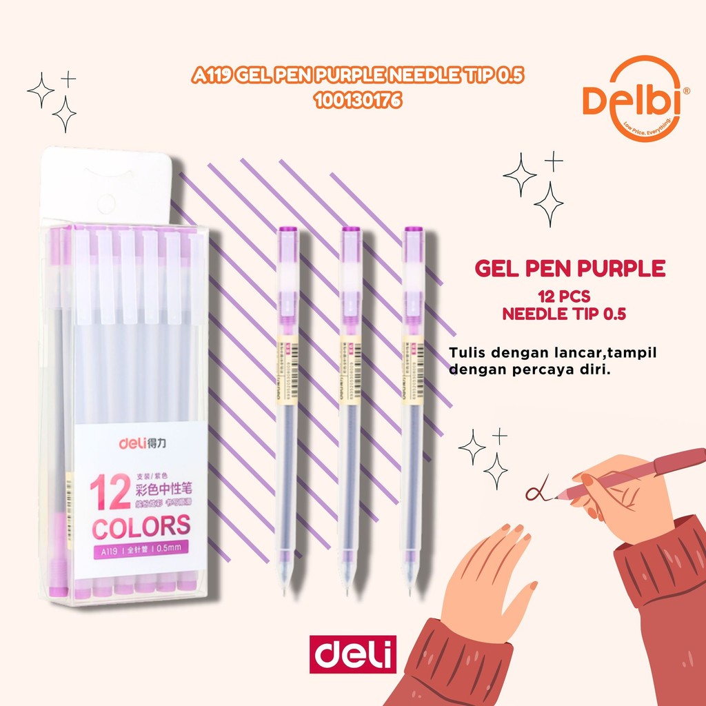 

1 PCS/LOT Colored ballpen Gel pens 1 colors optional 0.5 mm fine point Smooth writing fast dry/watercolor/highlighter School A119 Gel pen PURPLE Needle tip 0.5mm