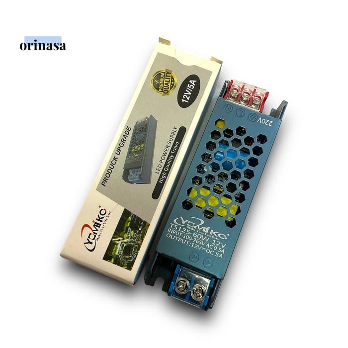 Adaptor Trafo Yomiko LED Power Supply Slim 12V 5A 5 Ampere