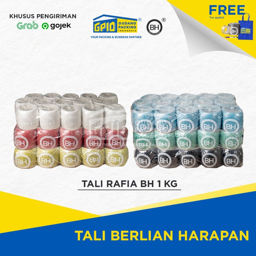 

(GOSEND/GRAB) BH - Tali Rafia 1 Kg (Hitam / Putih / Warna)