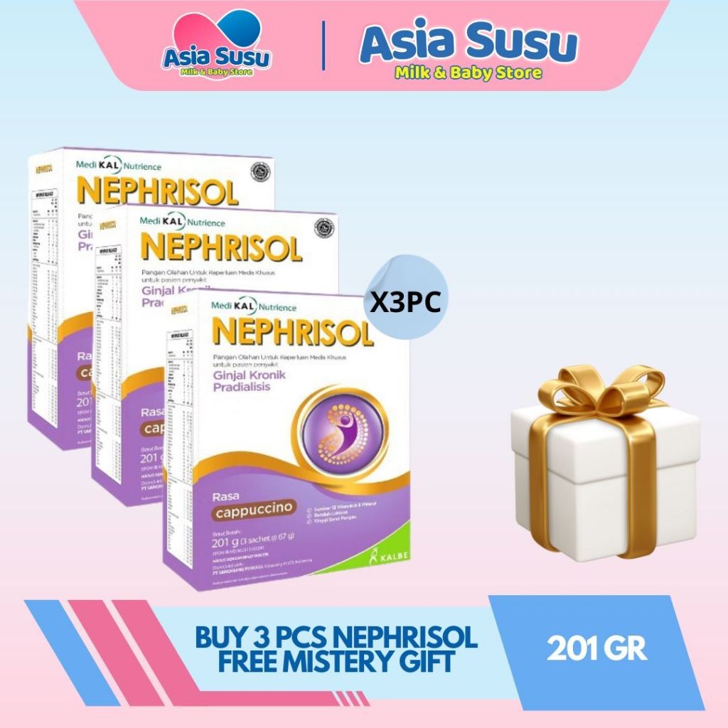 

NEPHRISOL / NEPHRISOL-D vanila /cappucino 201gr - SUSU NUTRISI RENDAH PROTEIN PASIEN GAGAL GINJAL