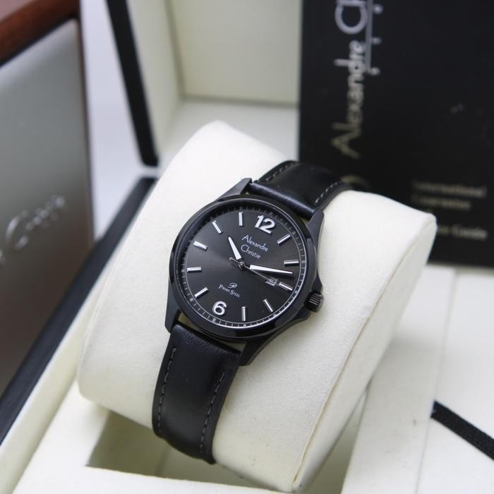 ALEXANDRE CHRISTIE AC 1029 FULL BLACK LEATHER WANITA.