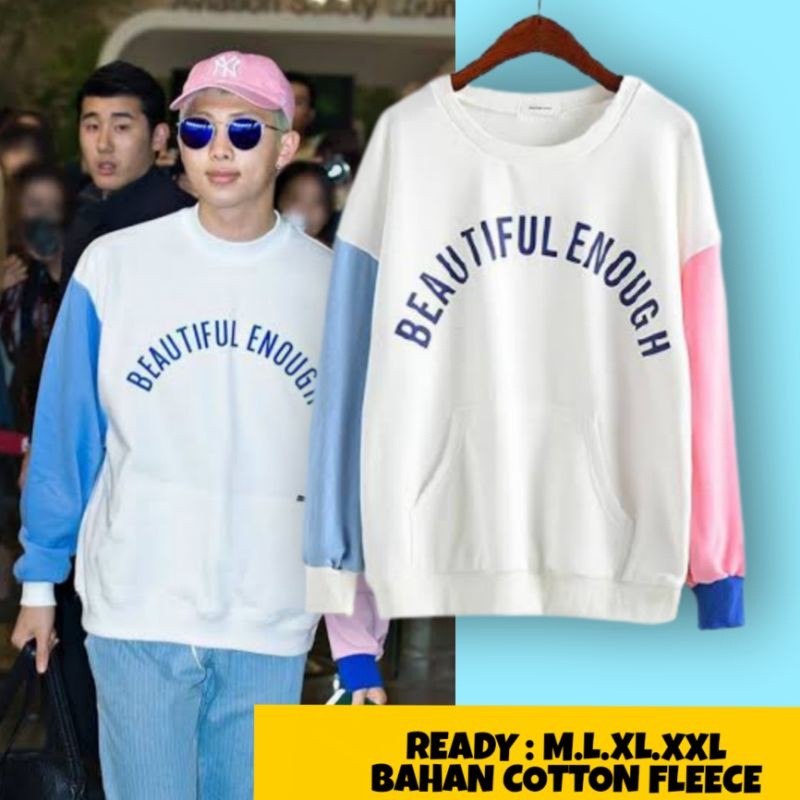 SWRATER Korean namjoon BEAUTIFUL ENOUGH sablon BIRU