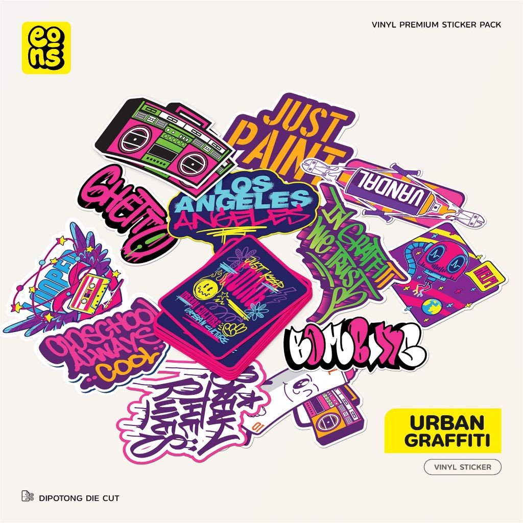 

Sticker Urban Graffiti Bahan Vinyl Waterproof Akseoris Laptop Diary Notebook Journal Koper