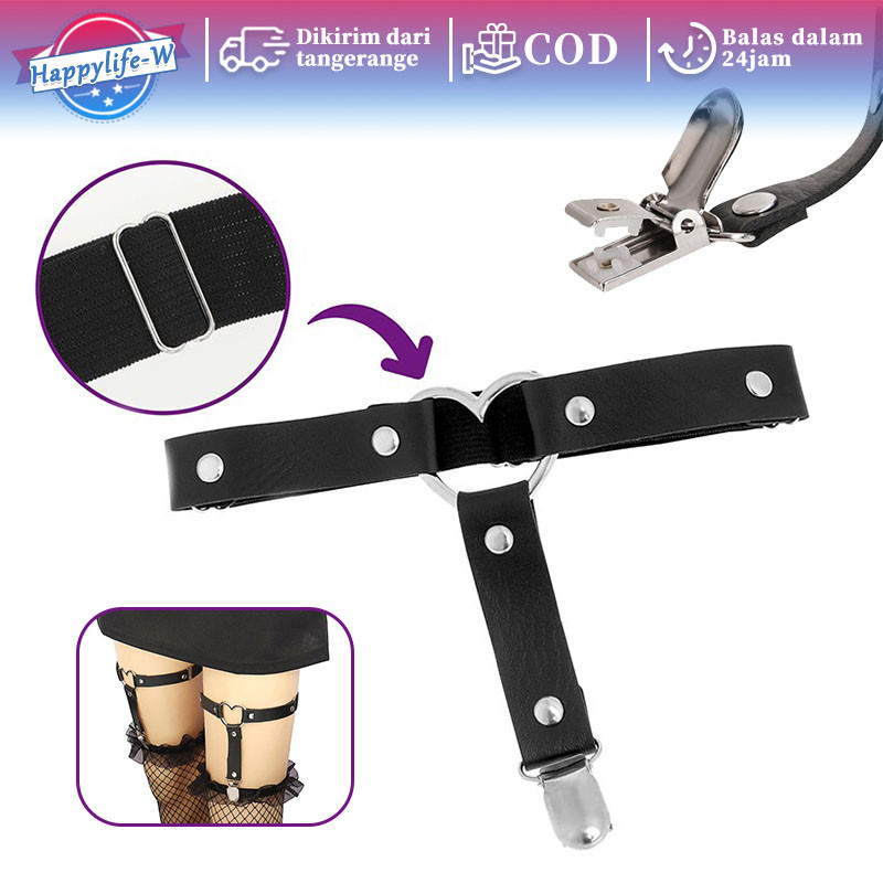 Garter Belt Stocking Pu Leather Jepit Stocking Heart