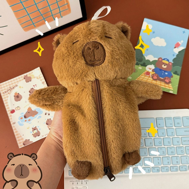 

Creative Plush Capybara Pen Bag Clutch Bag Large Capacity Cartoon Pen Case Multifunctional Student Stationery Storage Bag Gift