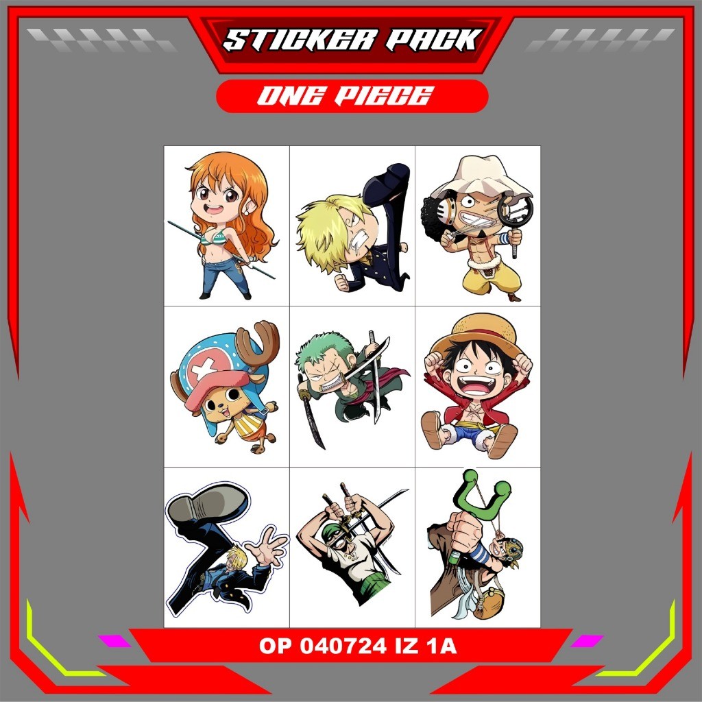 

Stiker Sticker Setiker Setikker Pack UV DTF Motif One Piece 02 Merah Hitam P47