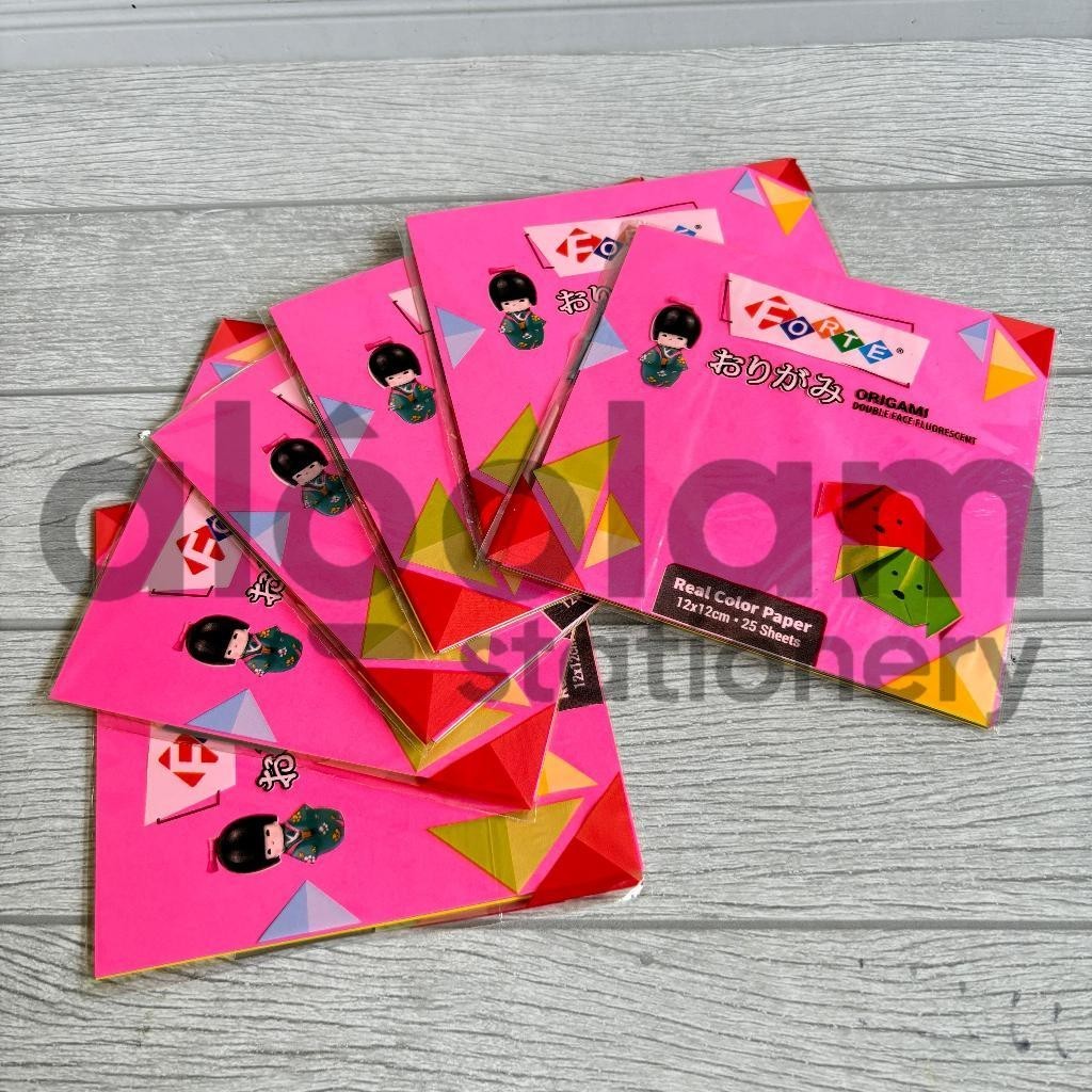 

SATU PACK ( 25 LEMBAR ) ORIGAMI KERTAS LIPAT DUA SISI FORTE / Sinar Dunia 12X12 lengkap