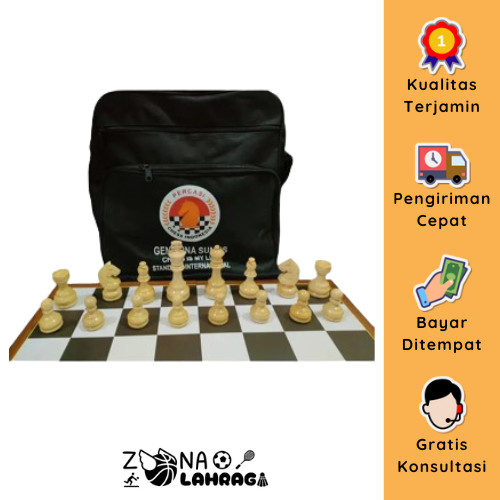 Papan Catur Lipat ukuran 50 cm Standar Percasi - Catur Percasi Kayu Free Tas