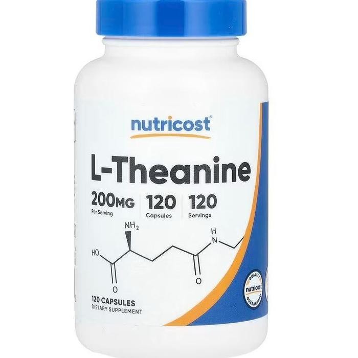 L Theanine Nutricost L-Theanine 200 mg 120 240 Capsules USA - Suplemen Kesehatan - 120 Caps