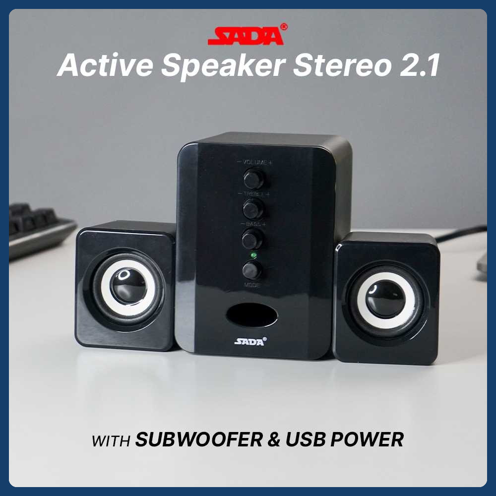 SADA D-202: Speaker Stereo Aktif 2.1 dengan Kontrol Volume & Bass Independen
