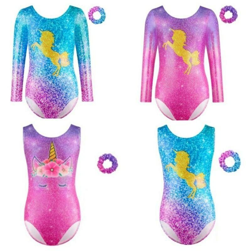 Leotard Gymnastic Lengan Panjang Senam Anak 7 8 9 10 12 tahun