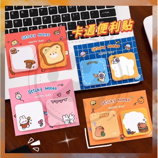

Sticky Notes Lucu 2In1 Karakter Animal Bear Rabbit Hewan Catatan 60 Lembar Notes Memo Tempelan S-SN024
