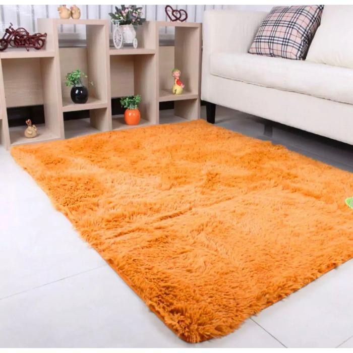 Hot Produk Karpet bulu KOREA IMPORT 200x150 + bantal rasfur kasur surpet TERMURAH - Orange Terbaik d