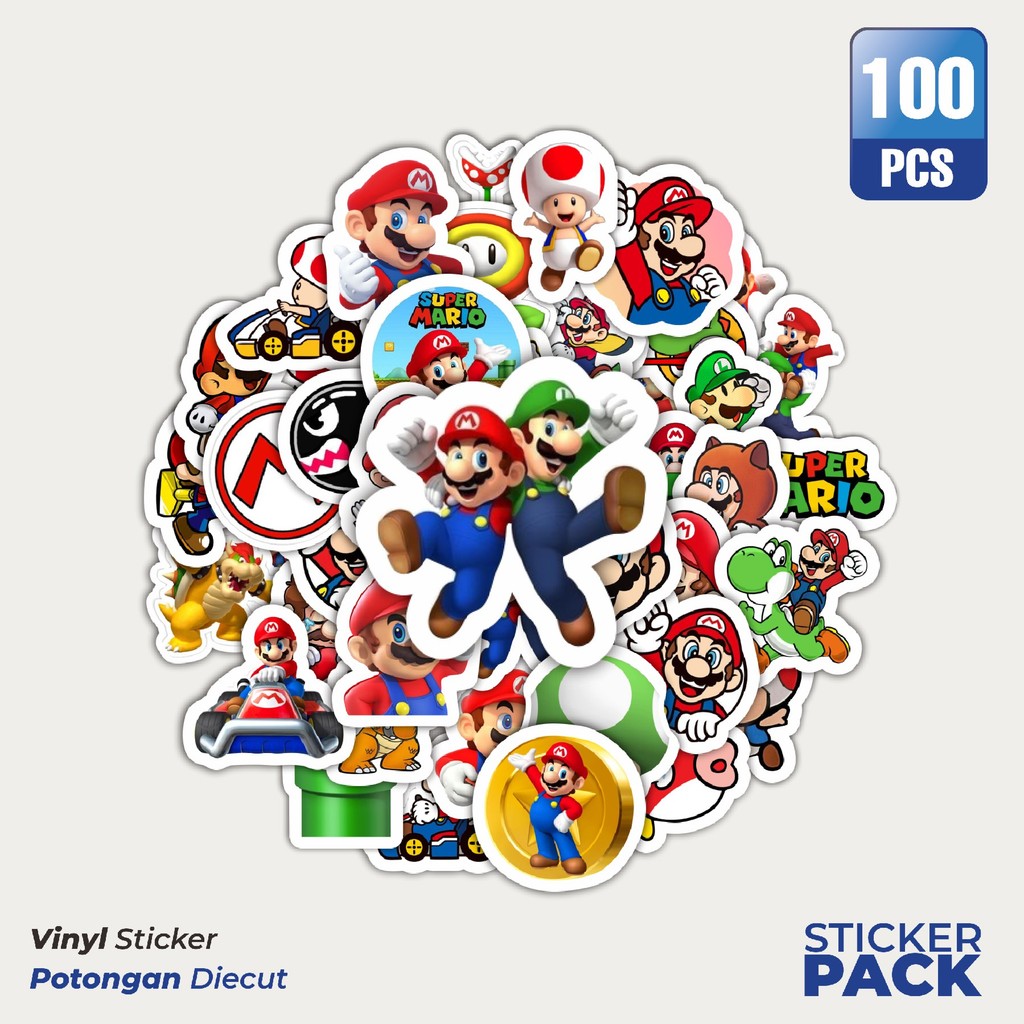 

Stiker Vinyl Stiker Kartun Games Super Mario Bros V2 Waterproof Aesthetic- Untuk Laptop, Motor, dan Helm - Paper Stationery Pack