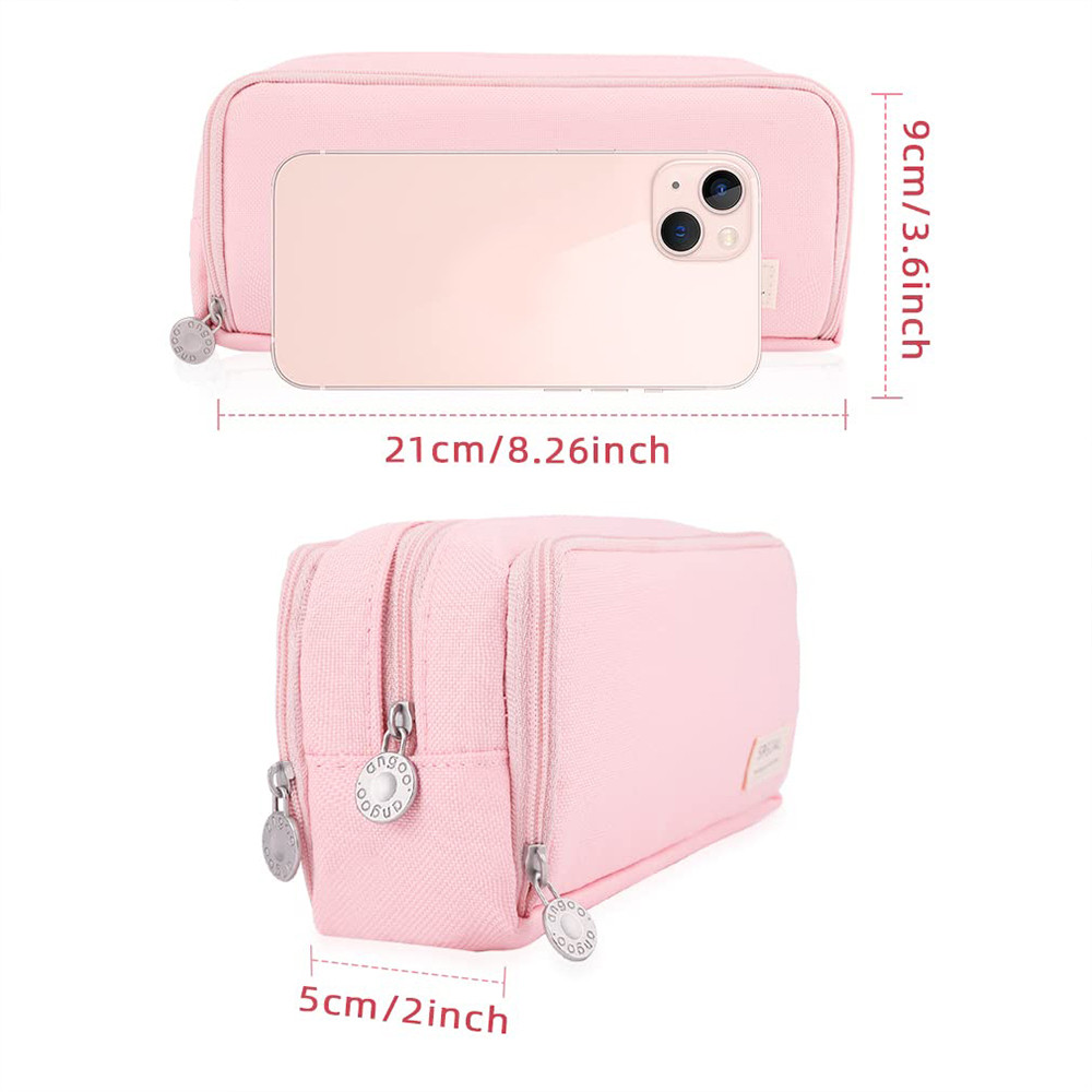 

Large Capacity Pencil Case 3 Compartment Pouch Pen Storage Bag Double Side Opening Student Stationery Organizer School Supplies
