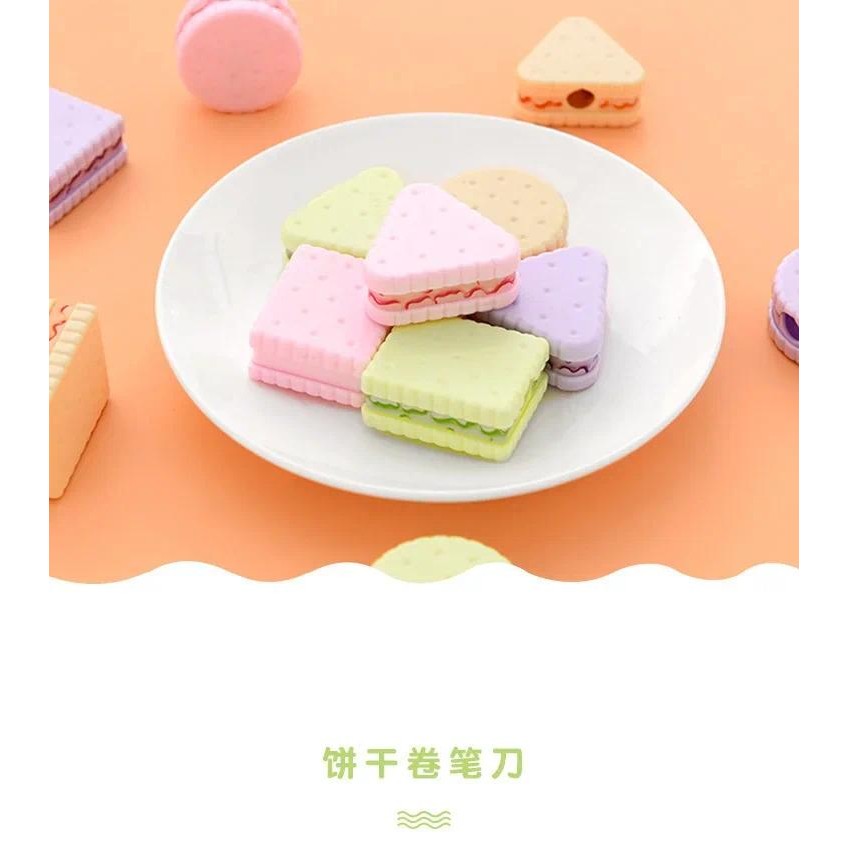 

1 Pcs Random Color Pencil Sharpener Kawaii School Supplies Stationery Items Student Prize Kids Gift Sandwich Cookie