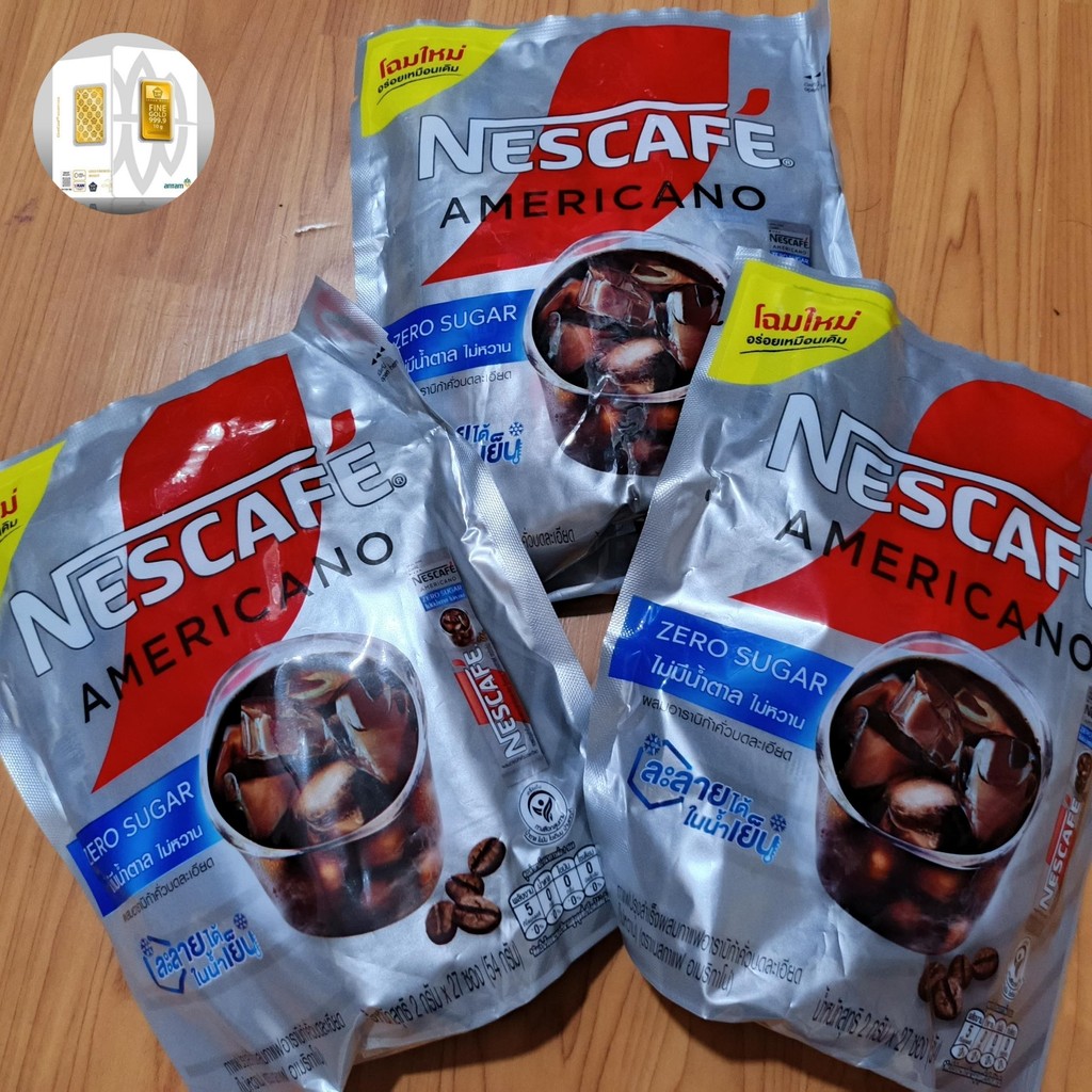

Nescaf Americano Zero Sugar Coffee. Isi 27 sachet. Original Thai
