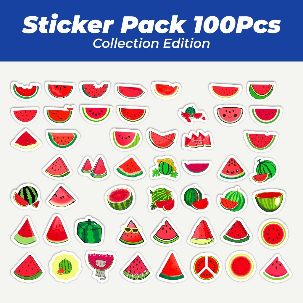 

Hot Stiker Watermelon [Semangka] Lucu Anti Air Stikers Berperekat Waterproof Sticker Decal Buat Motor Helm Buku Journal Koper Casing HP Laptop Botol Minum