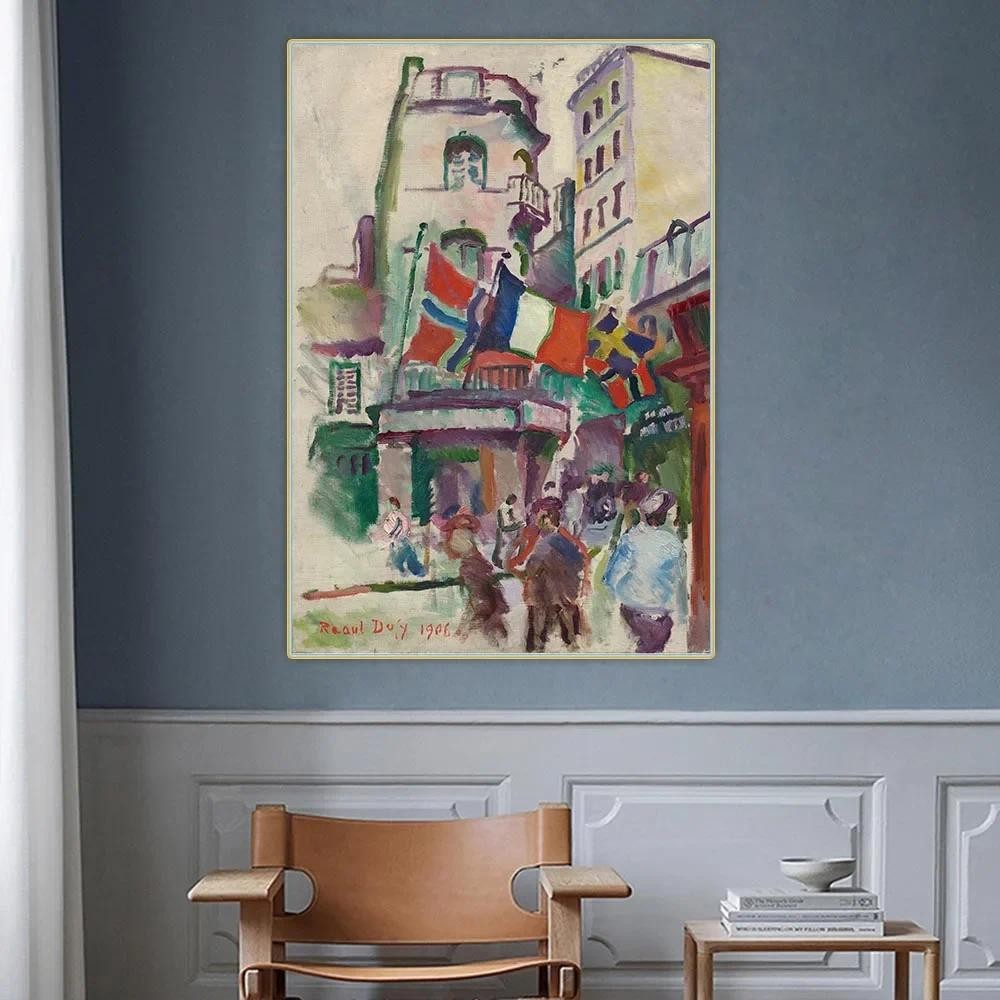 

Raoul Dufy "The 14th of July at Le Havre.1907" Classical Canvas Oil Painting Aesthetics Art Picture Wall Decor Home Decoration