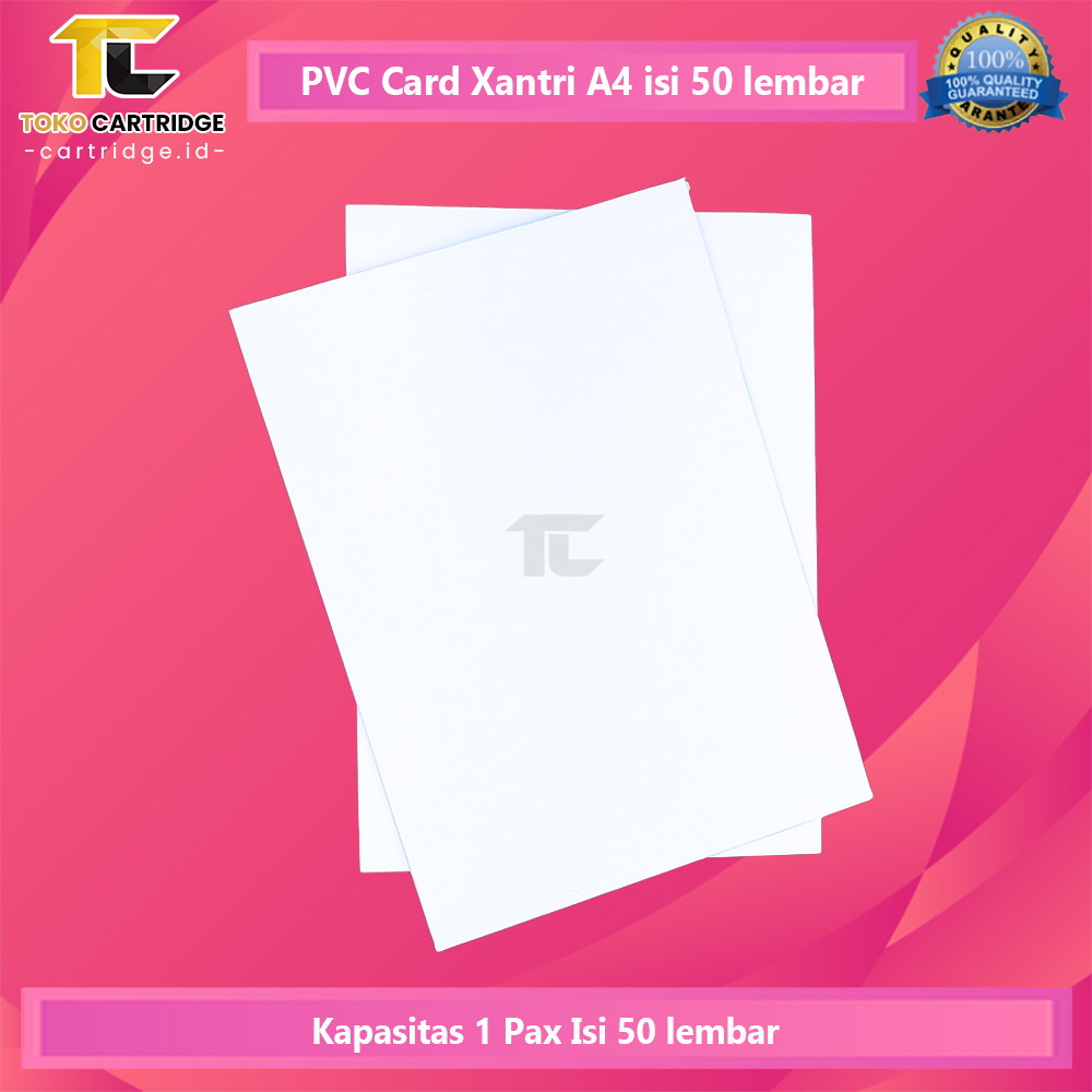 

PVC ID CARD Xantri Polos A4 isi 50 lembar Bahan Polyvinyl Chloride (PVC)